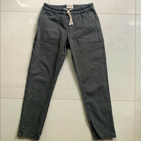 Pact Pants - Pact Charcoal grey Elastic Waist drawstring organic cotton pants size small